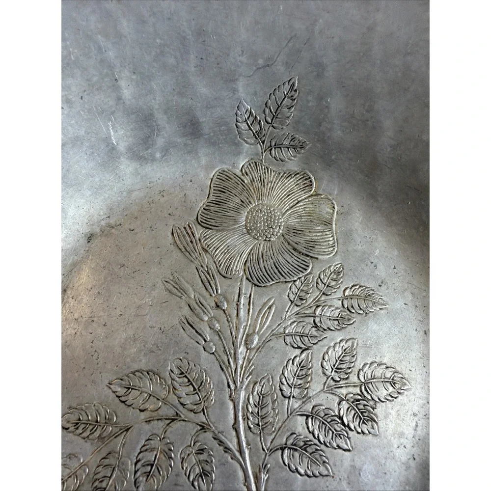 Trade Continental Mark Hand Wrought Aluminum Bowl 788 with Etched Flower 7